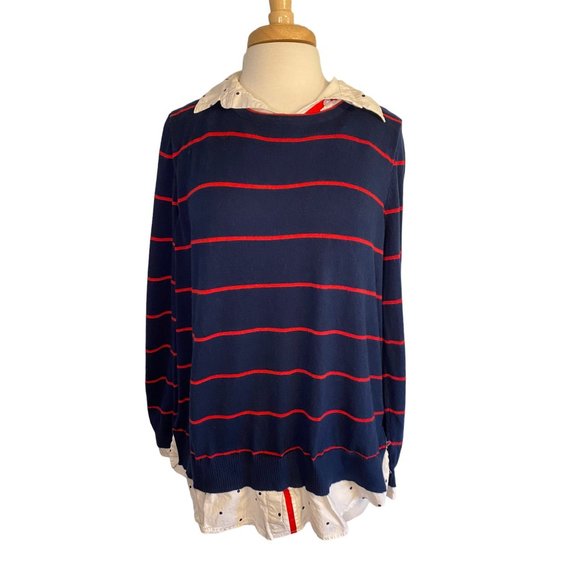 Rafaella Sweaters - Rafaella Weekend Striped Layered Knit Pullover Women's XL